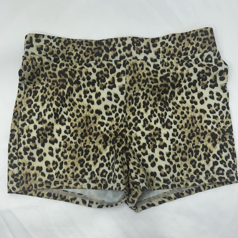 White Fox Leopard Print Gym Shorts women’s Size Small